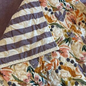 Crate & Barrel Leopard Floral Toddler/Baby Quilt and Sheet Set (x2)